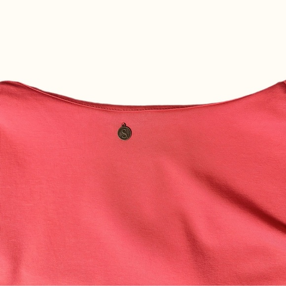 Soft Surroundings Wear Anywhere Faux Wrap Pink Cotton Dress 3/4 Sleeve Size L - Picture 6 of 9